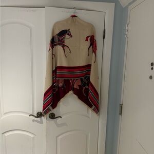 Elegant Beige and Red Equestrian Cape